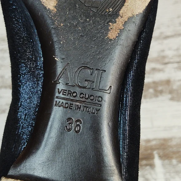 🟦Sz 36/6 AGL Attilio Giusti Leombruni Midnight Blue Shimmer Flats - Picture 16 of 16